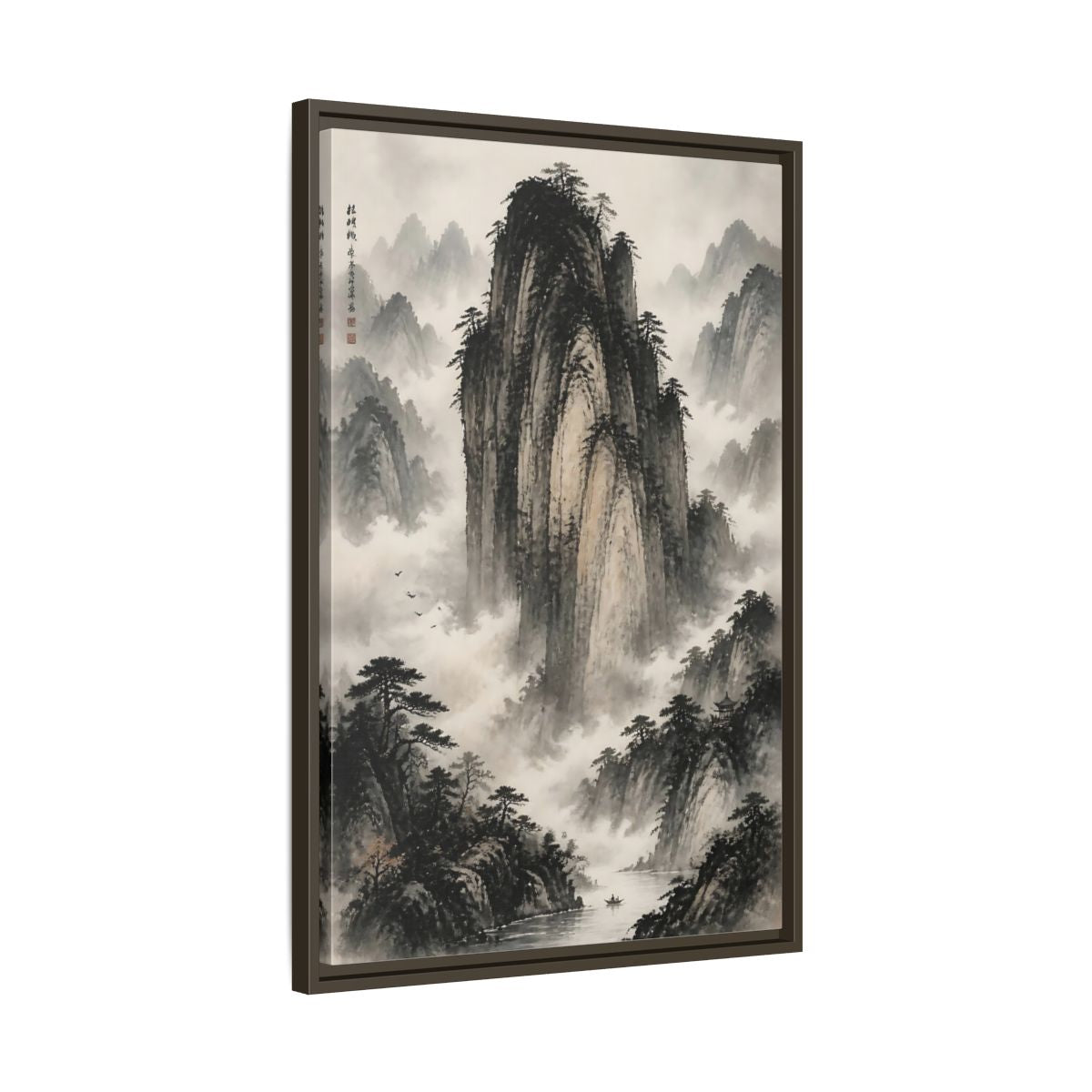 Side Mockup 11. Nature Mountainscape Black White Mountains shown as stretched canvas wall art