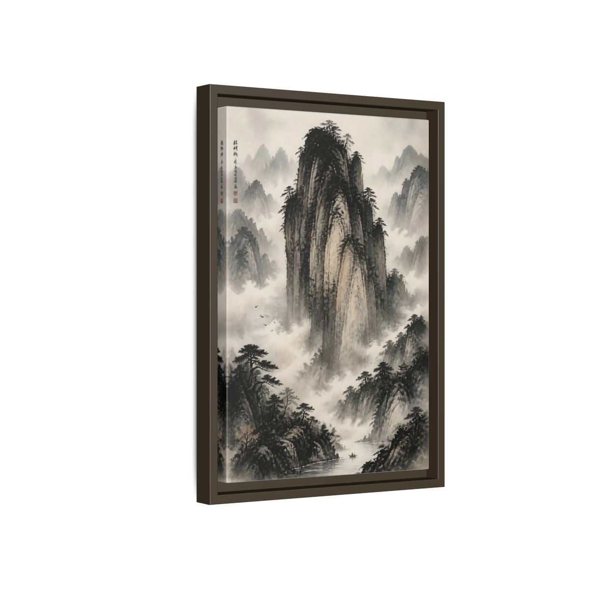 Side Mockup 5. Nature Mountainscape Black White Mountains shown as stretched canvas wall art