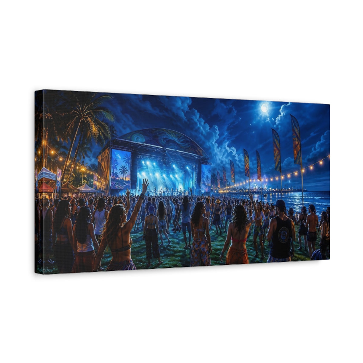 Side Mockup 3. Nature Music Festival Blue Night Concert shown as canvas print