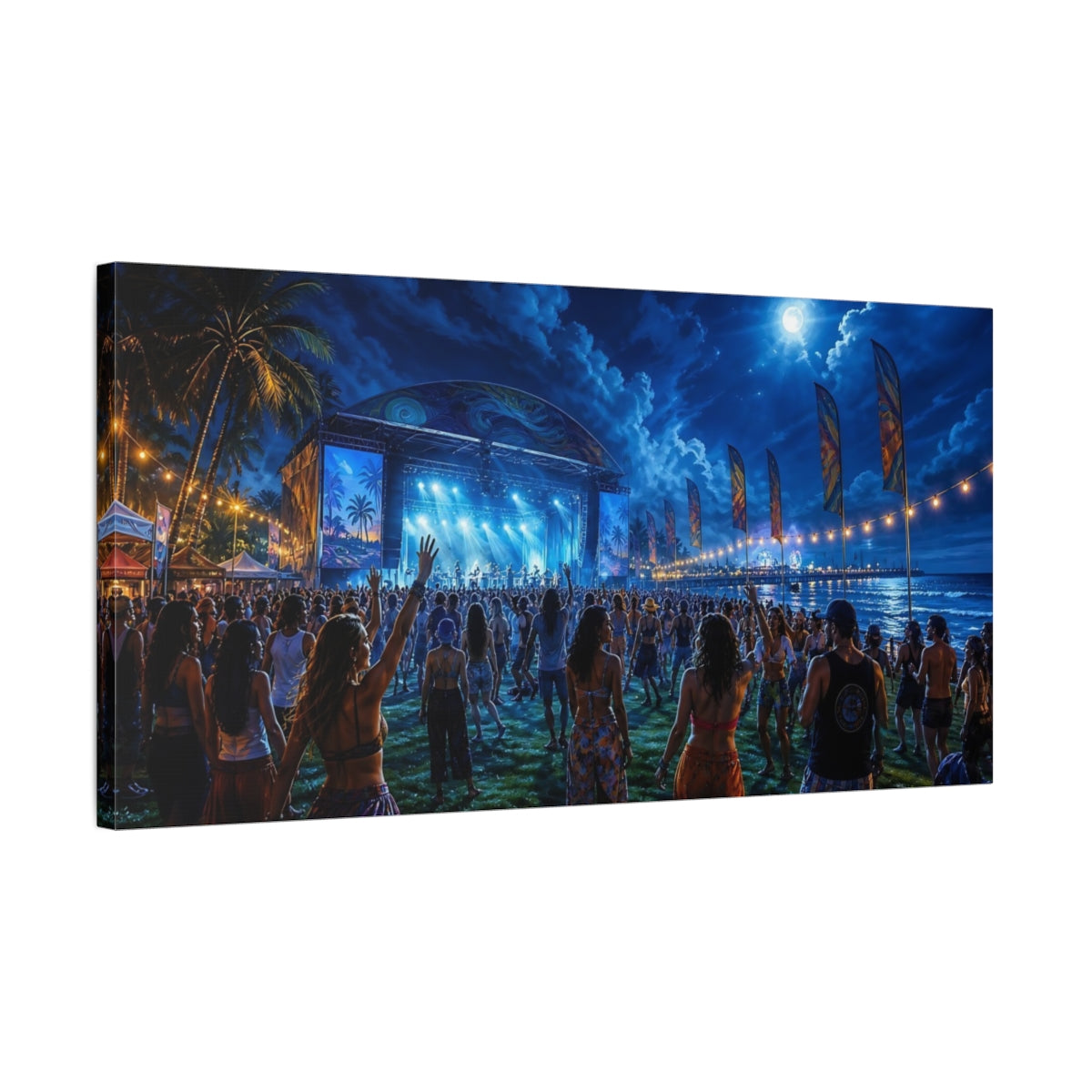 Side Mockup 1. Nature Music Festival Blue Night Concert shown as canvas print