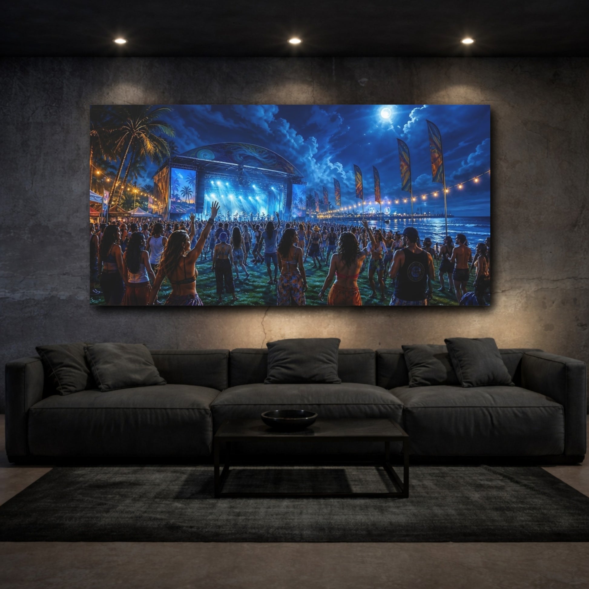 Mockup 3. Nature Music Festival Blue Night Concert shown as canvas print