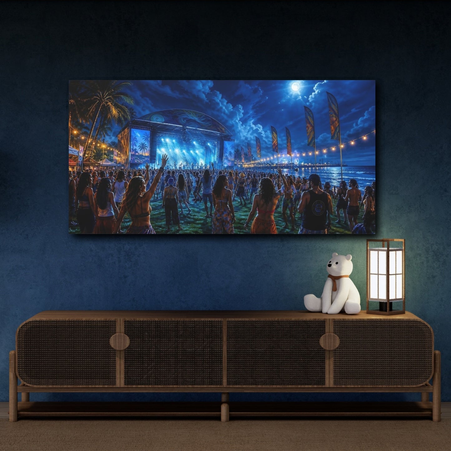 Mockup 4. Nature Music Festival Blue Night Concert shown as canvas print