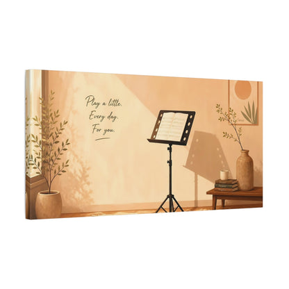 Side Mockup 1. Nature Music Practice Warm Aesthetic Room shown as canvas print