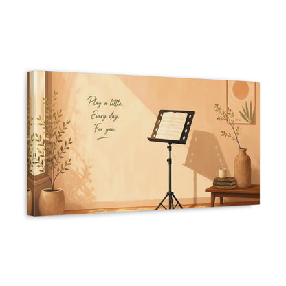 Side Mockup 3. Nature Music Practice Warm Aesthetic Room shown as canvas print