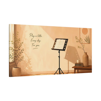Side Mockup 2. Nature Music Practice Warm Aesthetic Room shown as canvas print