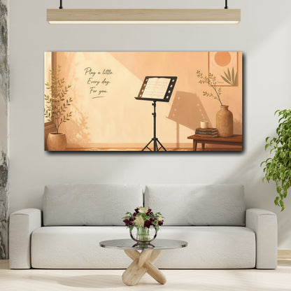 Mockup 2. Nature Music Practice Warm Aesthetic Room shown as canvas print