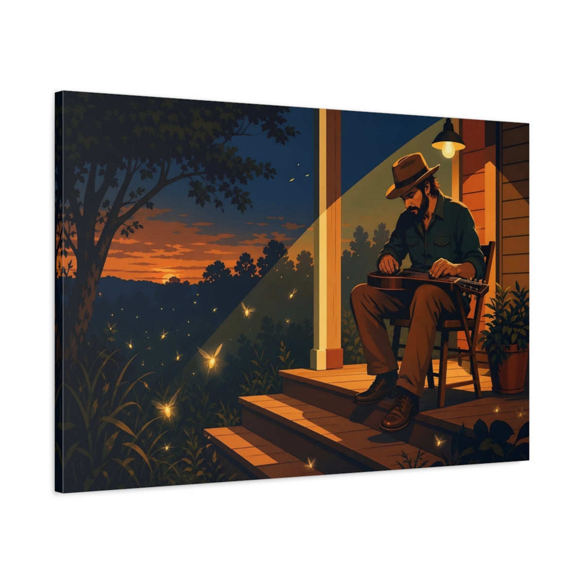 Main Mockup. Nature Musician Rustic Serenade shown as canvas print