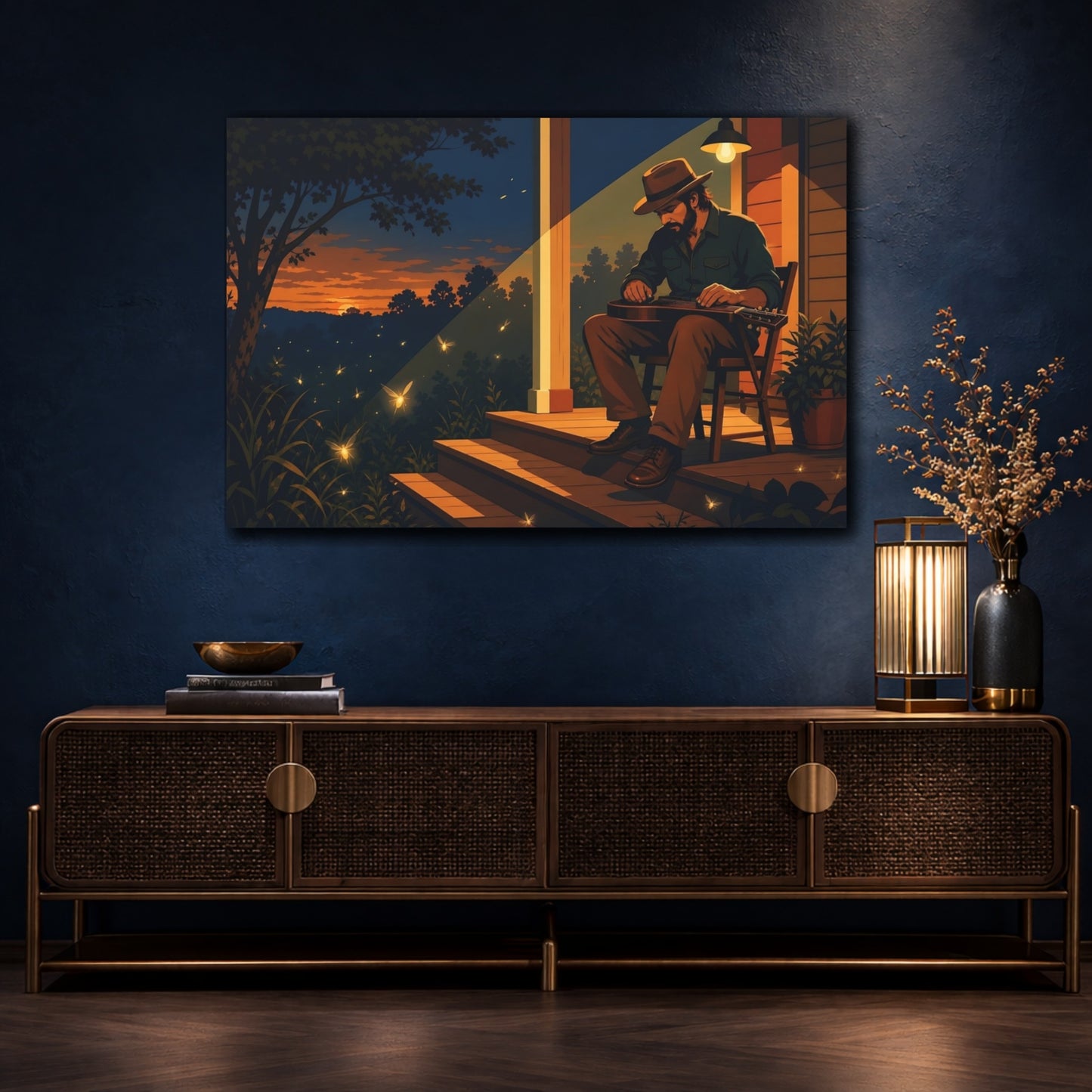 Mockup 4. Nature Musician Rustic Serenade shown as canvas print