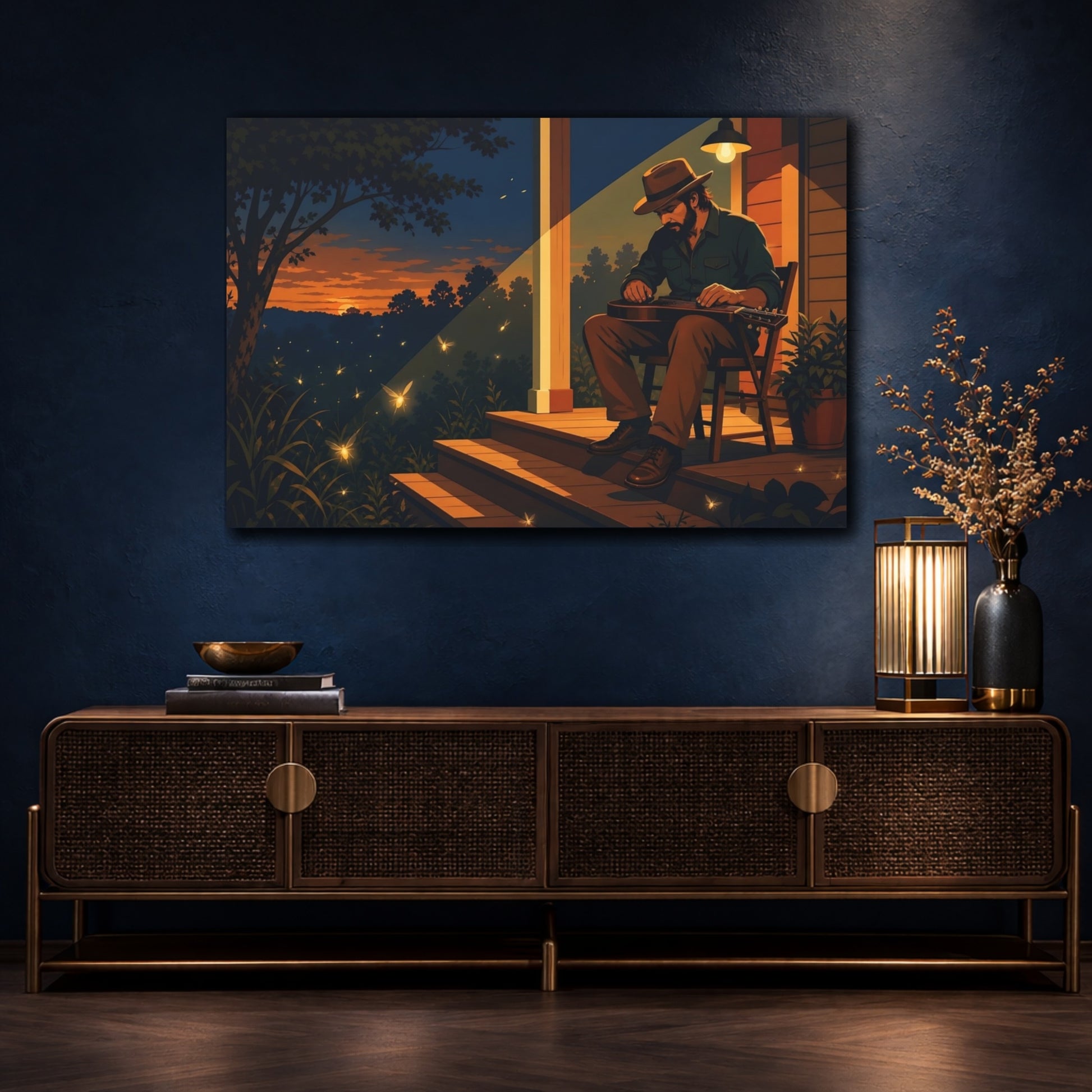 Mockup 4. Nature Musician Rustic Serenade shown as canvas print