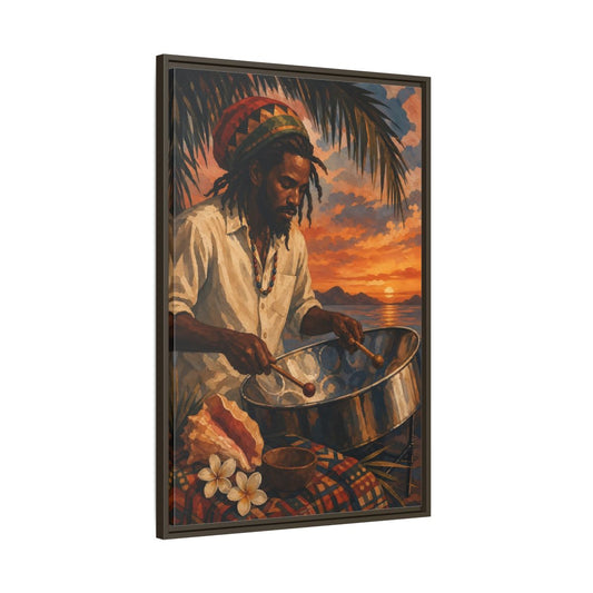 Main Mockup. Nature Musician Sunset Musician shown as framed canvas print