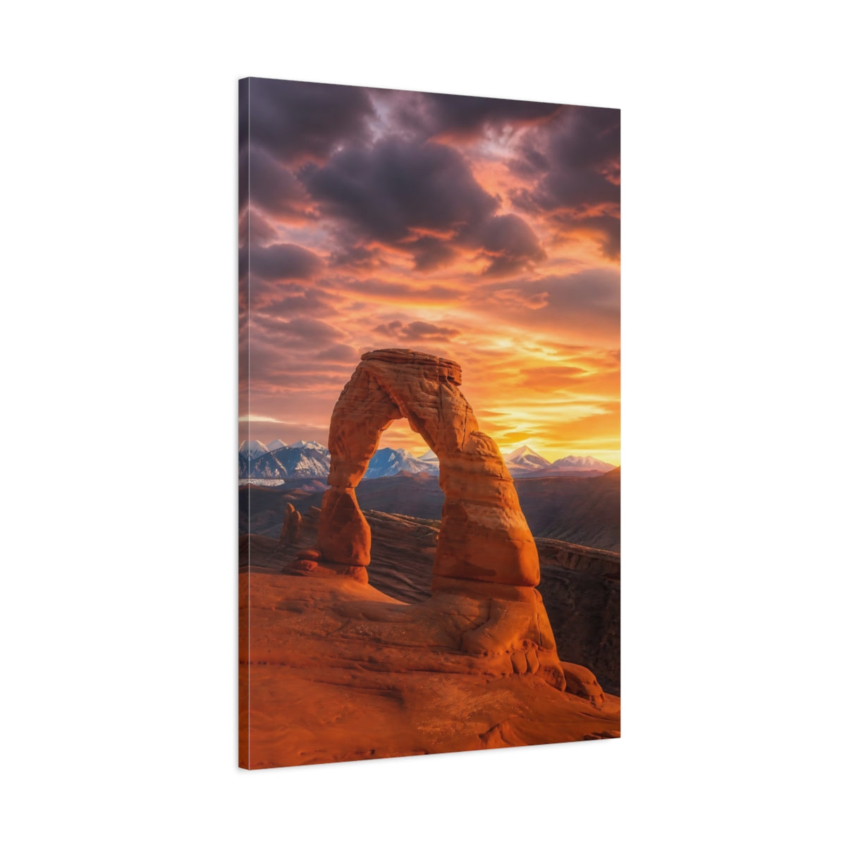 Main Mockup. Nature Natural Arch Orange Sunset Arch shown as stretched canvas wall art