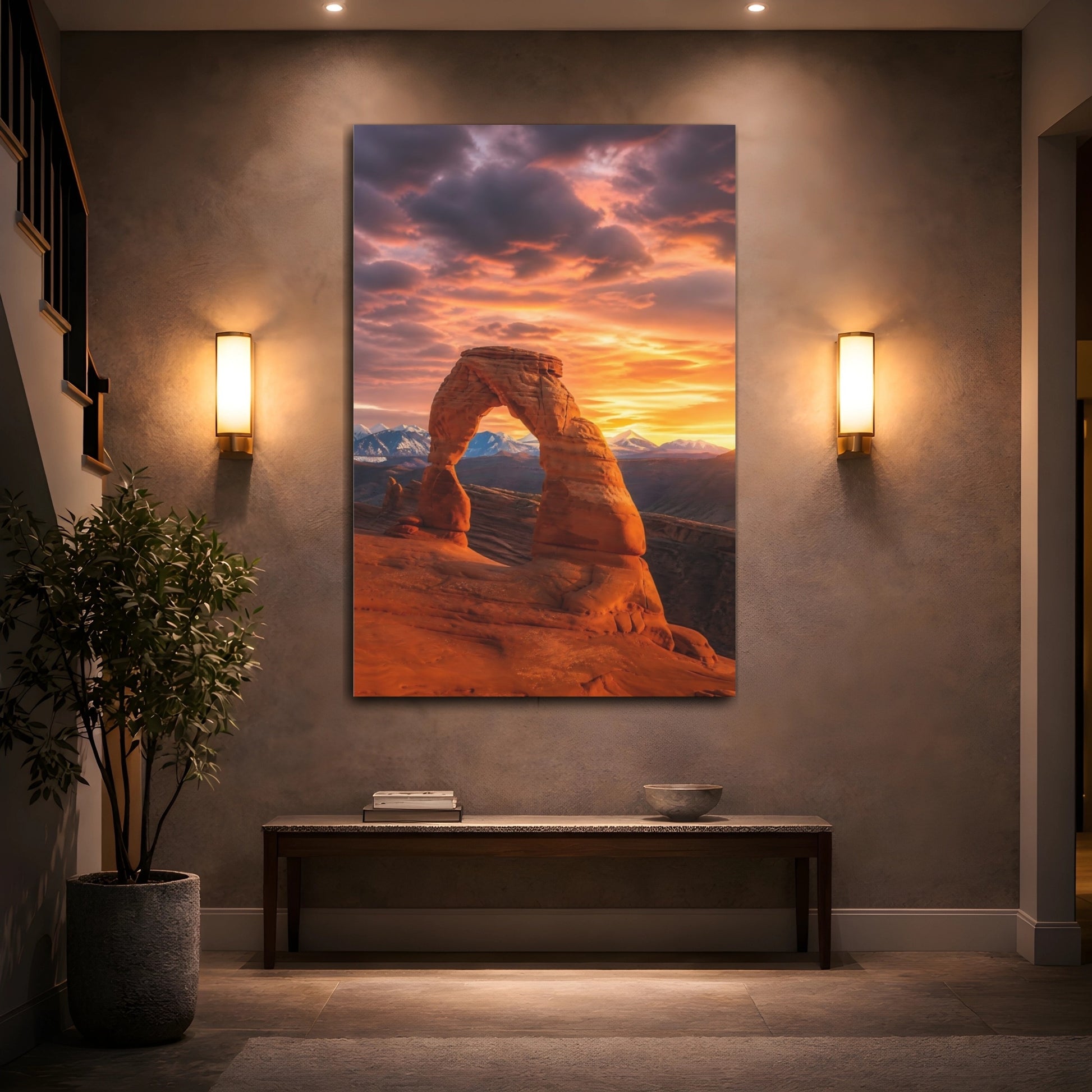 Mockup 2. Nature Natural Arch Orange Sunset Arch shown as stretched canvas wall art
