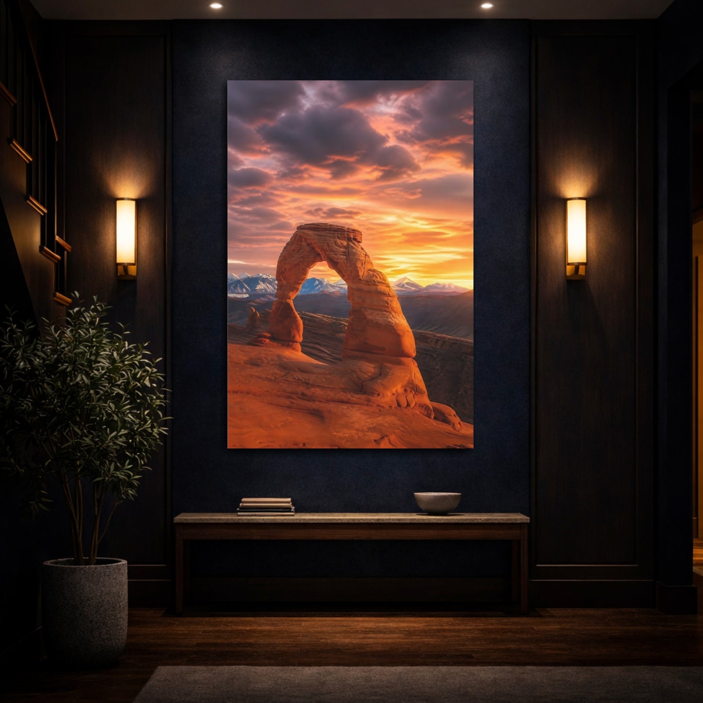 Mockup 4. Nature Natural Arch Orange Sunset Arch shown as stretched canvas wall art