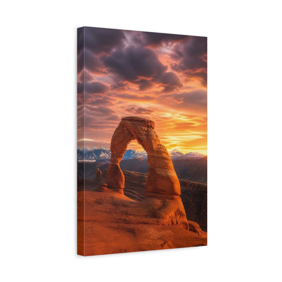 Side Mockup 4. Nature Natural Arch Orange Sunset Arch shown as stretched canvas wall art