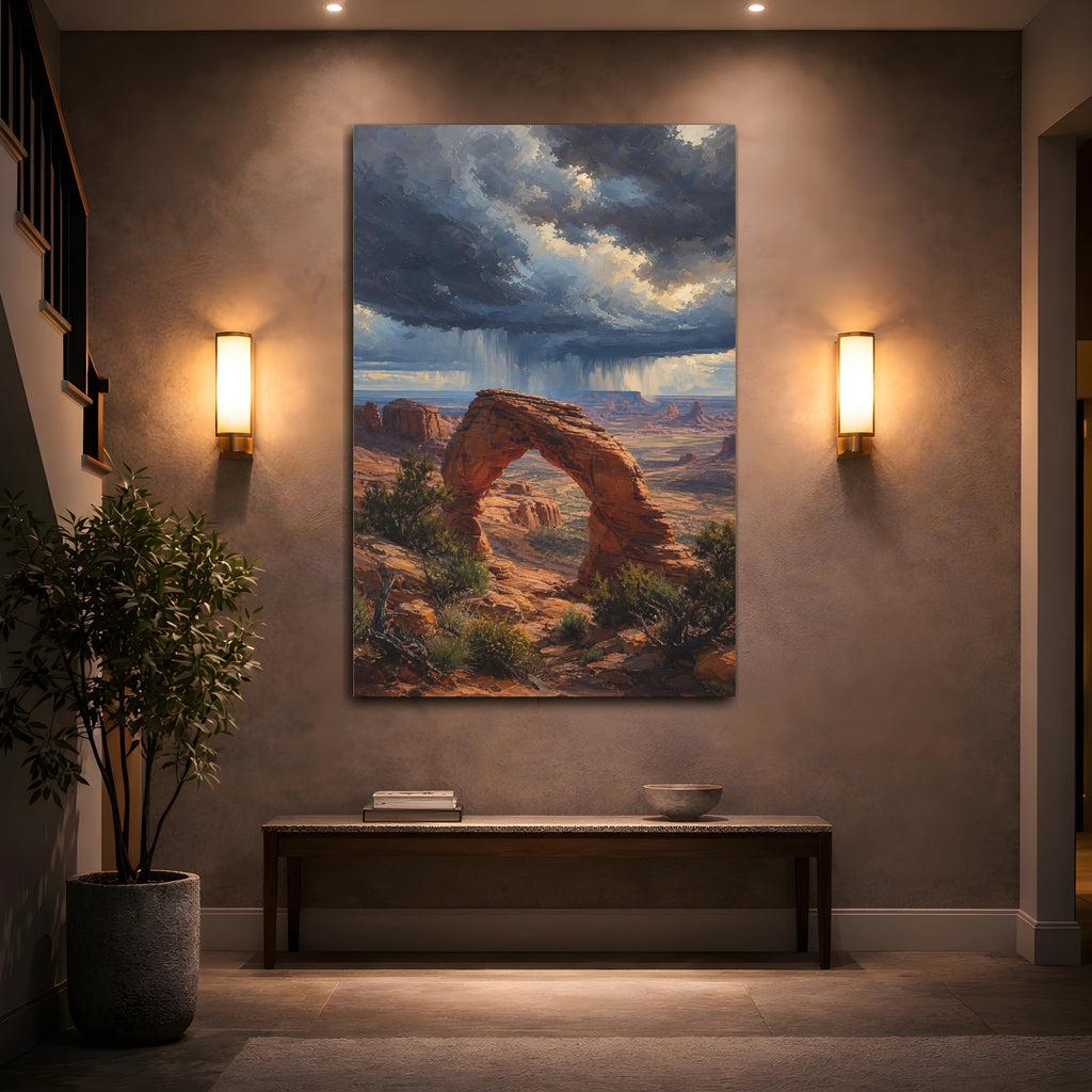 Mockup 2. Nature Natural Arch Red Rock Landscape shown as stretched canvas wall art