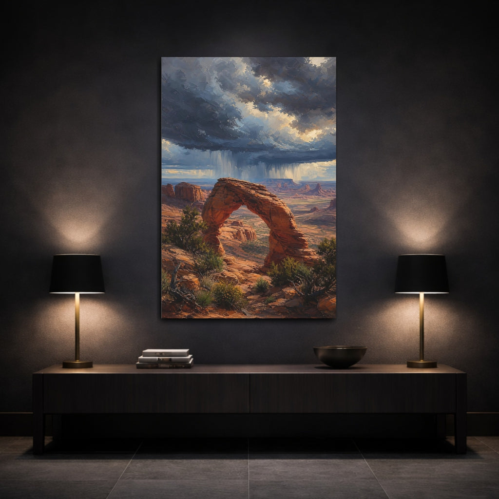 Mockup 3. Nature Natural Arch Red Rock Landscape shown as stretched canvas wall art