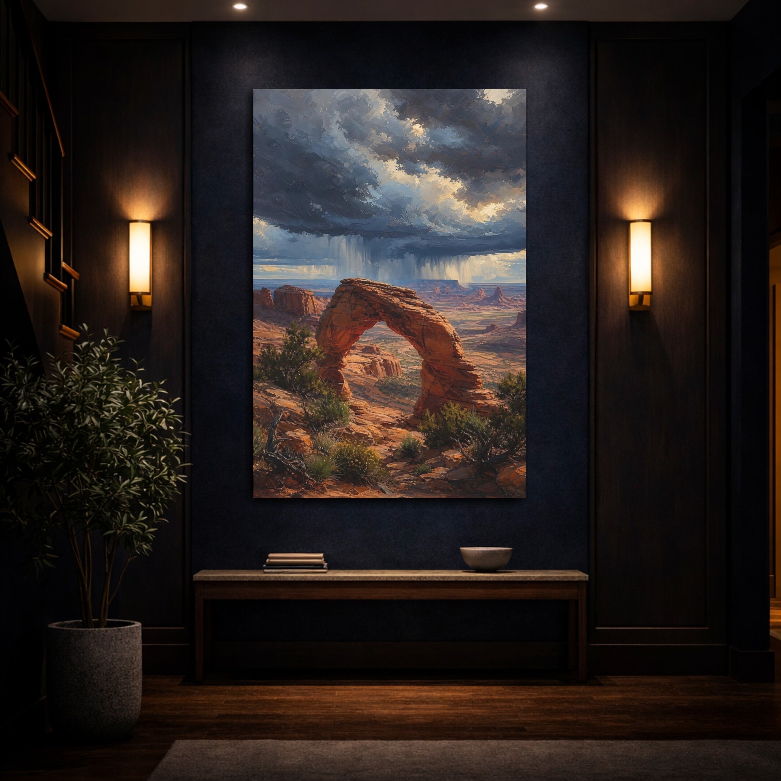 Mockup 4. Nature Natural Arch Red Rock Landscape shown as stretched canvas wall art