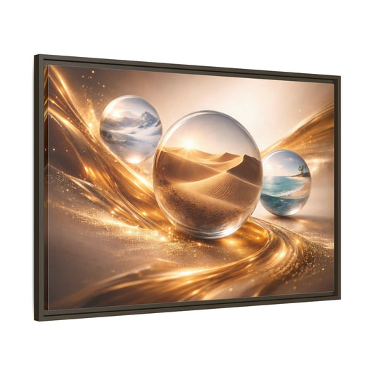Main Mockup. Nature Nature Orbs Golden Nature Spheres shown as stretched canvas wall art