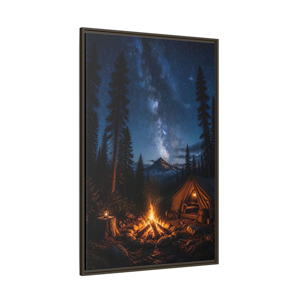 Nature Night Camping Framed Canvas Wall Art - Realistic Decor for Living Room, Above Console Table shown as canvas wall art