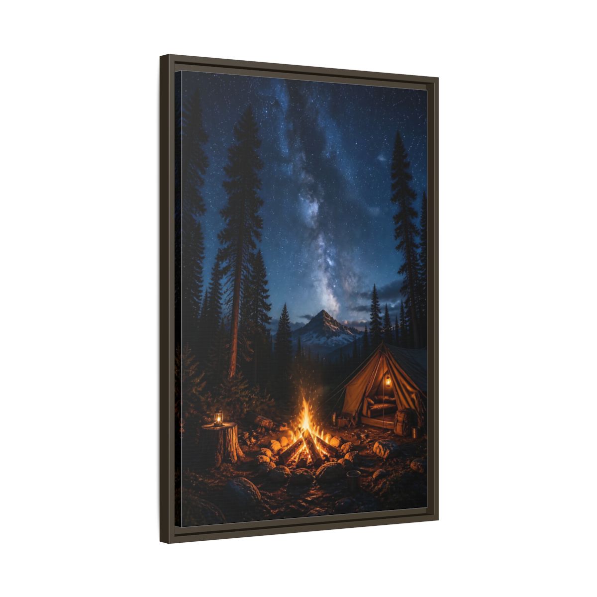 Nature Night Camping Framed Canvas Wall Art - Realistic Decor for Living Room, Above Console Table shown as canvas wall art