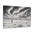 Side Mockup 4. Nature Northern Lights Black And White shown as stretched canvas wall art