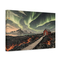 Side Mockup 4. Nature Northern Lights Green Aurora Landscape shown as stretched canvas wall art