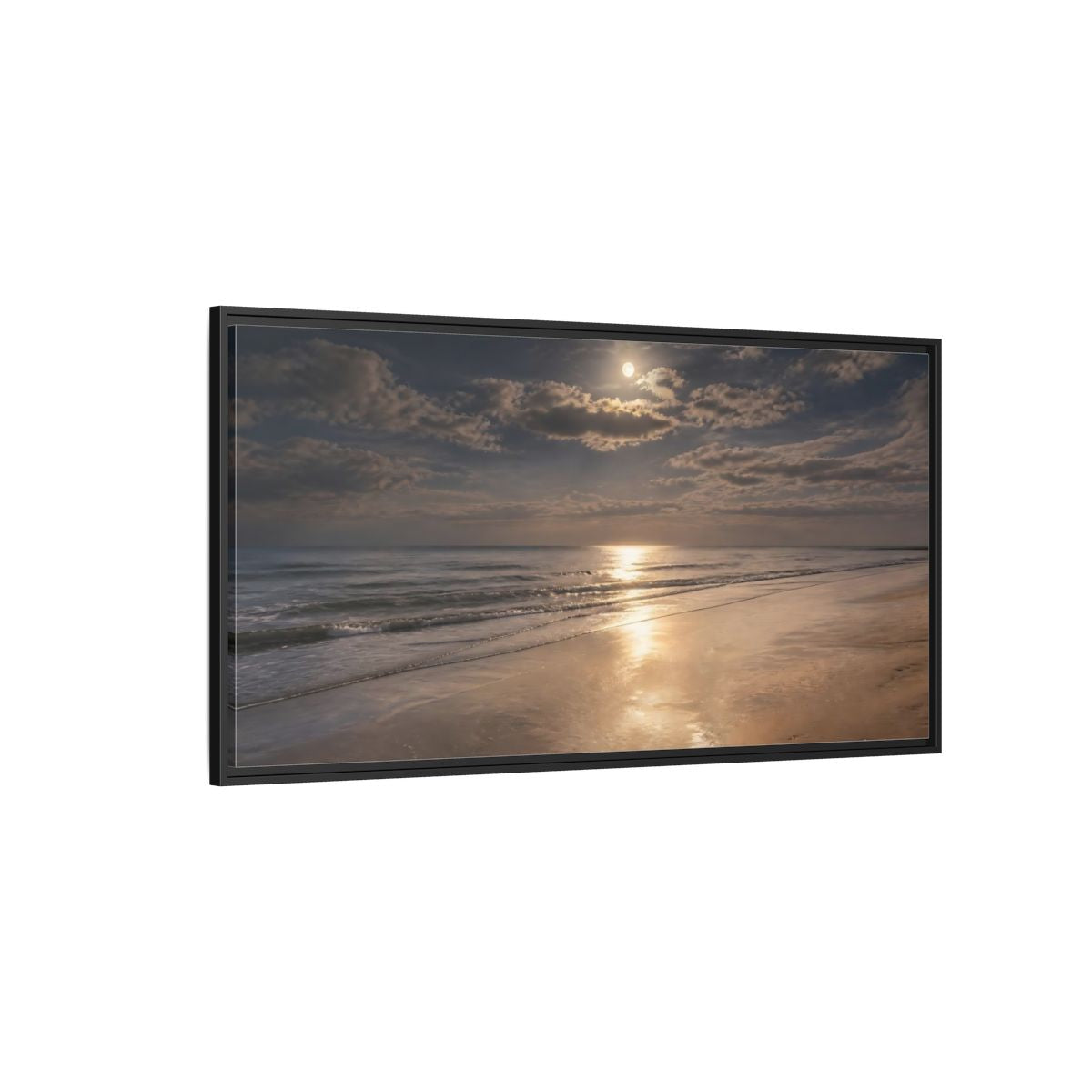 Side Mockup 5. Nature Ocean, Moon Moonlit Ocean shown as stretched canvas wall art