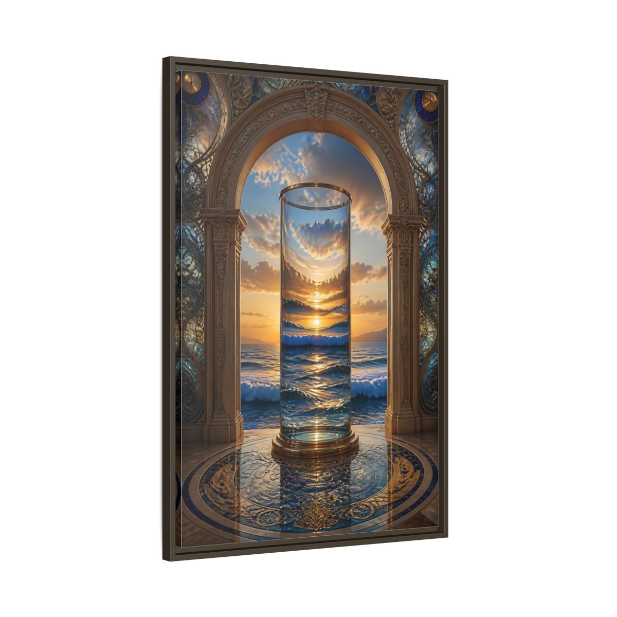 Main Mockup. Nature Ocean Sunset Oceanic Archway shown as stretched canvas wall art