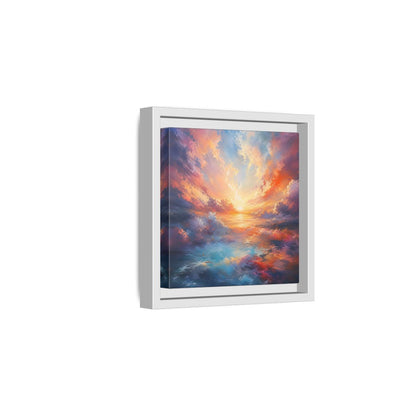 Nature Ocean Sunset Vibrant Framed Canvas Wall Art - Living Room Decor, Above Fireplace shown as canvas wall art