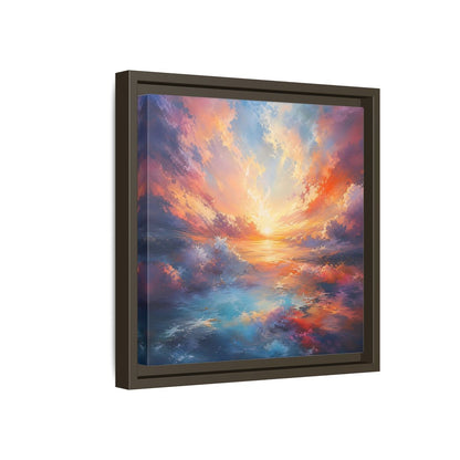 Nature Ocean Sunset Vibrant Framed Canvas Wall Art - Living Room Decor, Above Fireplace shown as canvas wall art