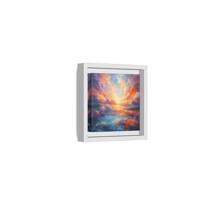 Nature Ocean Sunset Vibrant Framed Canvas Wall Art - Living Room Decor, Above Fireplace shown as canvas wall art