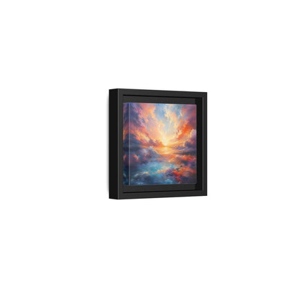 Nature Ocean Sunset Vibrant Framed Canvas Wall Art - Living Room Decor, Above Fireplace shown as canvas wall art