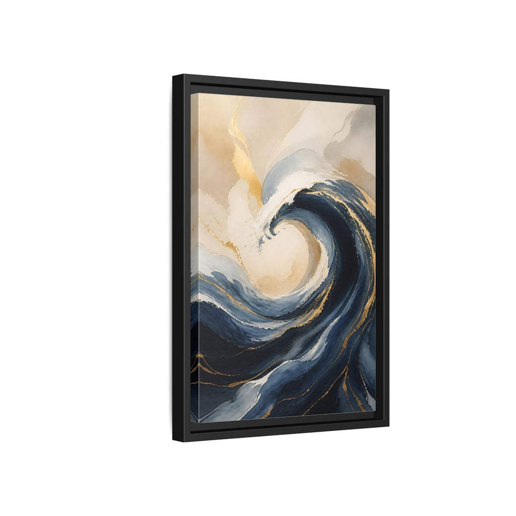 Side Mockup 6. Nature Ocean Wave Blue Gold Wave shown as stretched canvas wall art