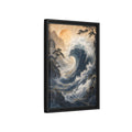 Side Mockup 6. Nature Ocean Wave Blue Gold Wave shown as stretched canvas wall art