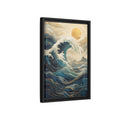 Side Mockup 6. Nature Ocean Wave Blue Gold Wave shown as stretched canvas wall art