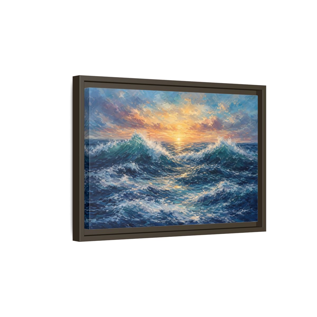 Side Mockup 5. Nature Ocean Waves Vibrant Ocean Waves shown as stretched canvas wall art