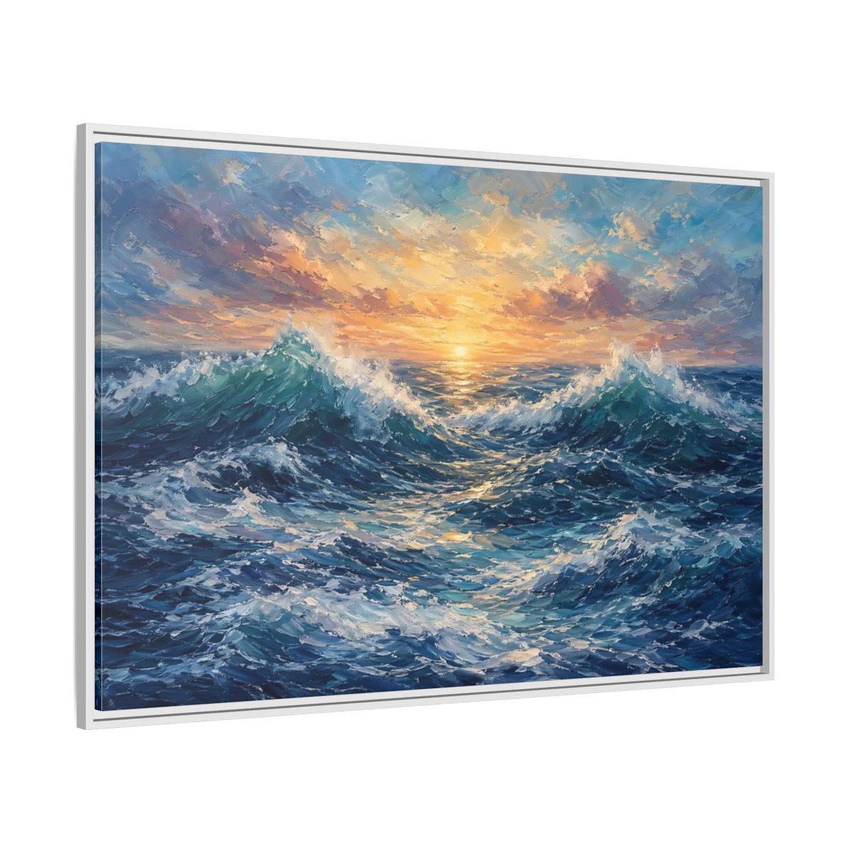 Side Mockup 7. Nature Ocean Waves Vibrant Ocean Waves shown as stretched canvas wall art