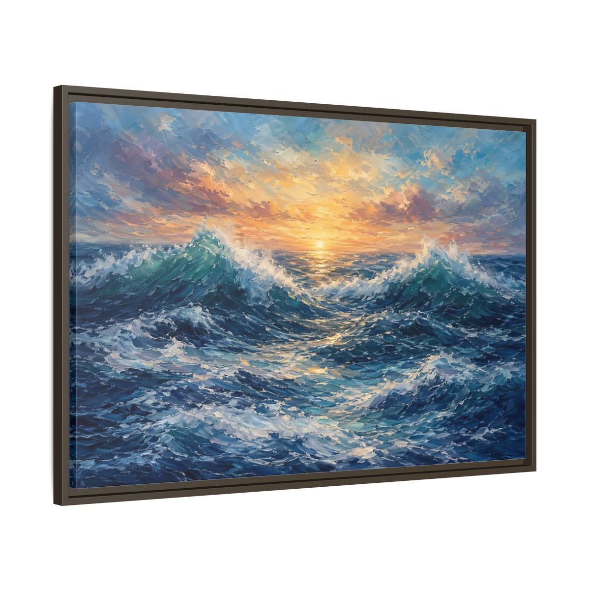 Main Mockup. Nature Ocean Waves Vibrant Ocean Waves shown as stretched canvas wall art