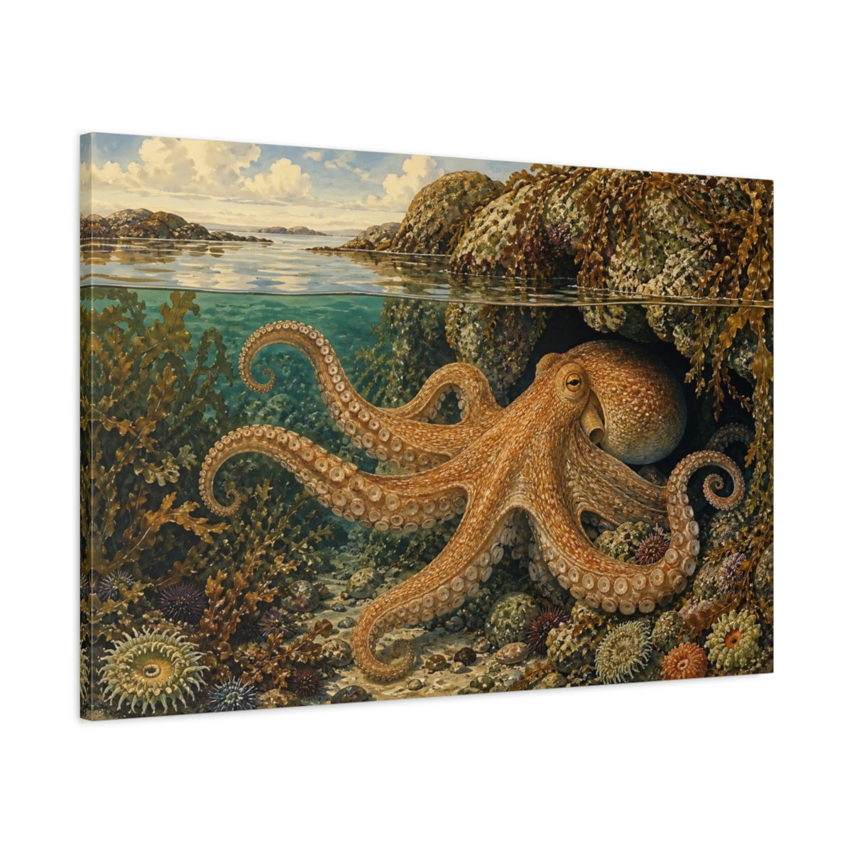 Main Mockup. Nature Octopus Underwater Octopus shown as stretched canvas wall art