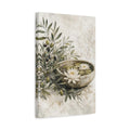 Side Mockup 4. Nature Olive Branches Olive And Beige shown as stretched canvas wall art