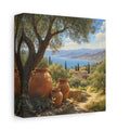 Side Mockup 2. Nature Olive Grove Green And Brown Landscape shown as stretched canvas wall art