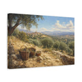 Side Mockup 4. Nature Olive Grove Mediterranean Landscape shown as stretched canvas wall art