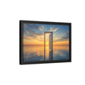 Side Mockup 6. Nature Open Door Orange Blue Sunset shown as stretched canvas wall art