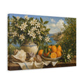 Side Mockup 4. Nature Orange Blossoms Orange Blossom Still Life shown as stretched canvas wall art