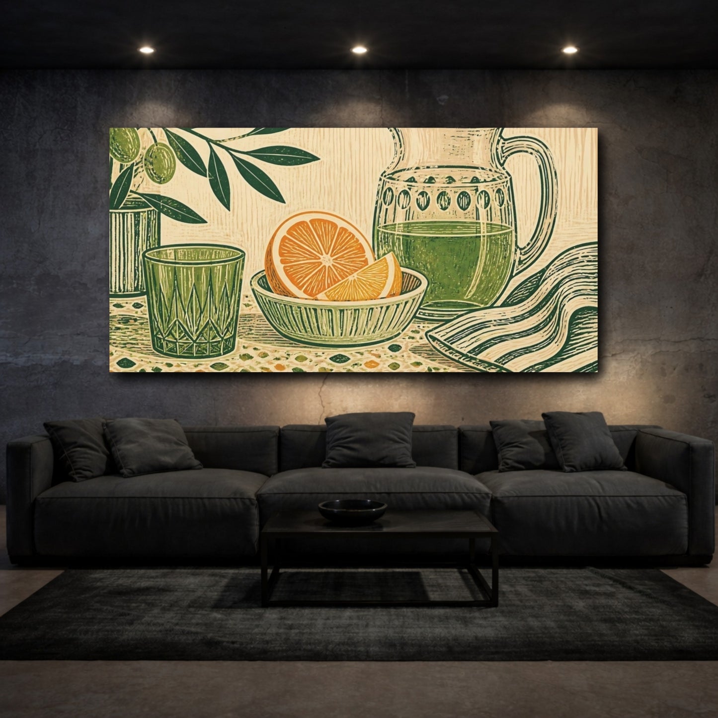 Mockup 3. Nature Oranges Green Orange Still Life shown as canvas print