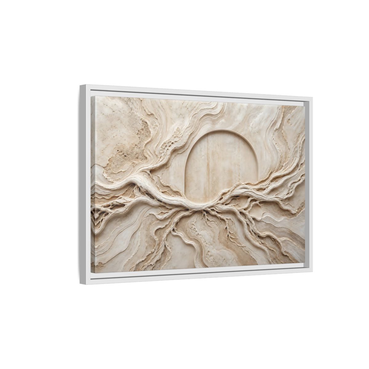 Side Mockup 1. Nature Organic Textures Beige Organic Textures shown as stretched canvas wall art