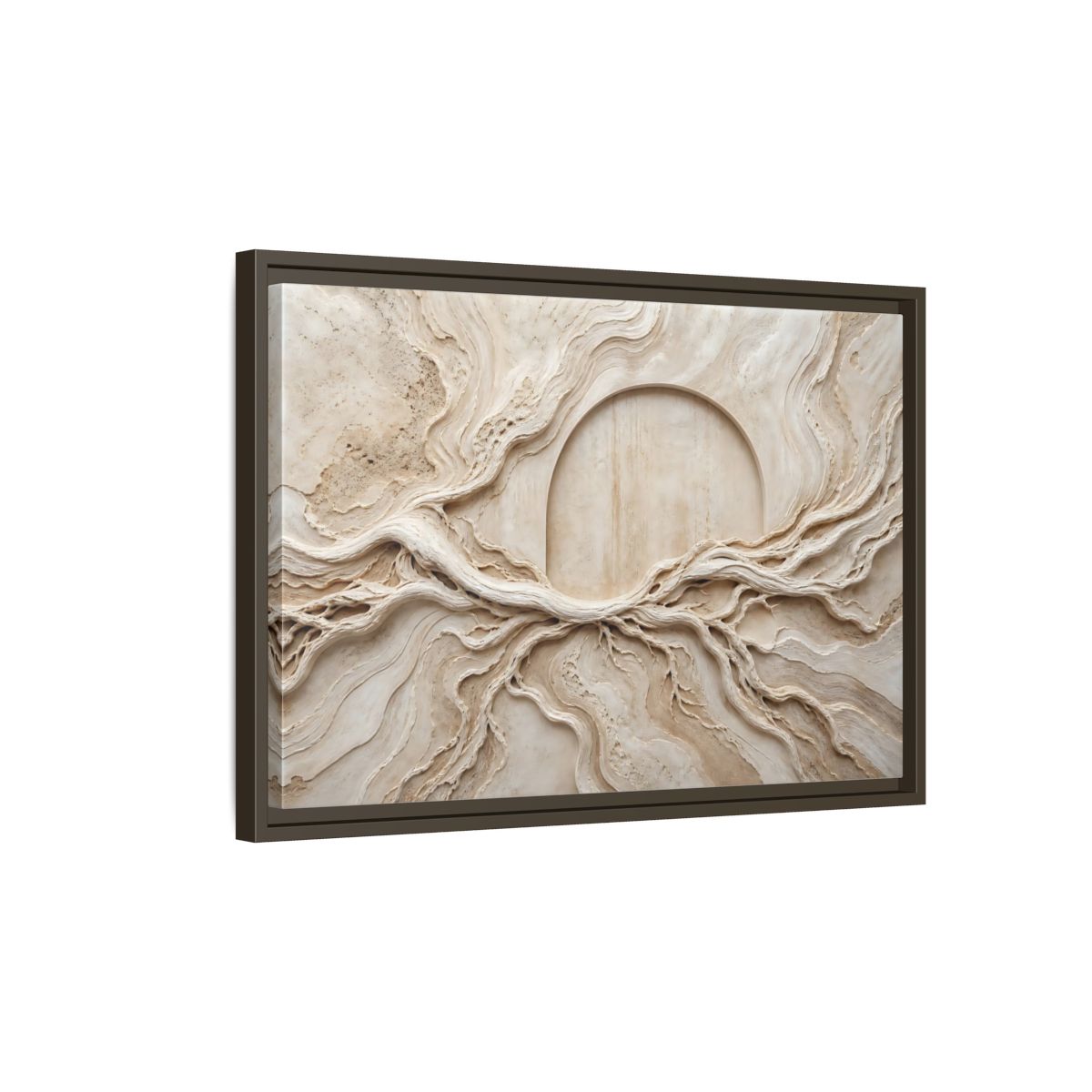 Side Mockup 2. Nature Organic Textures Beige Organic Textures shown as stretched canvas wall art