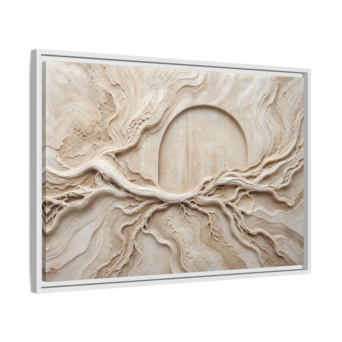 Side Mockup 10. Nature Organic Textures Beige Organic Textures shown as stretched canvas wall art