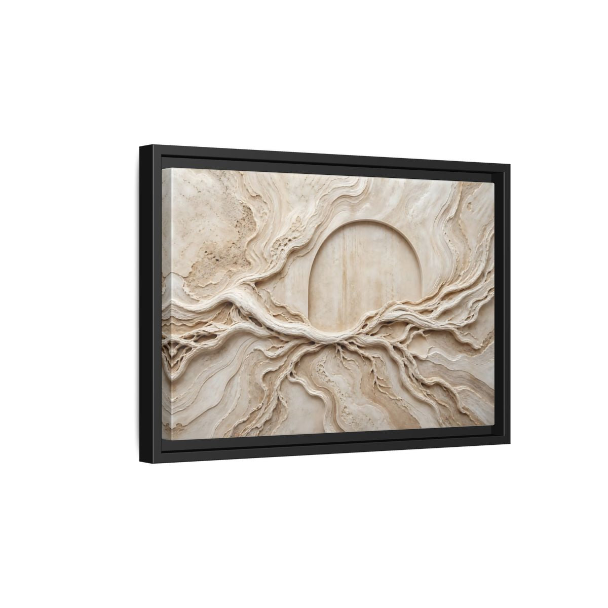 Side Mockup 6. Nature Organic Textures Beige Organic Textures shown as stretched canvas wall art