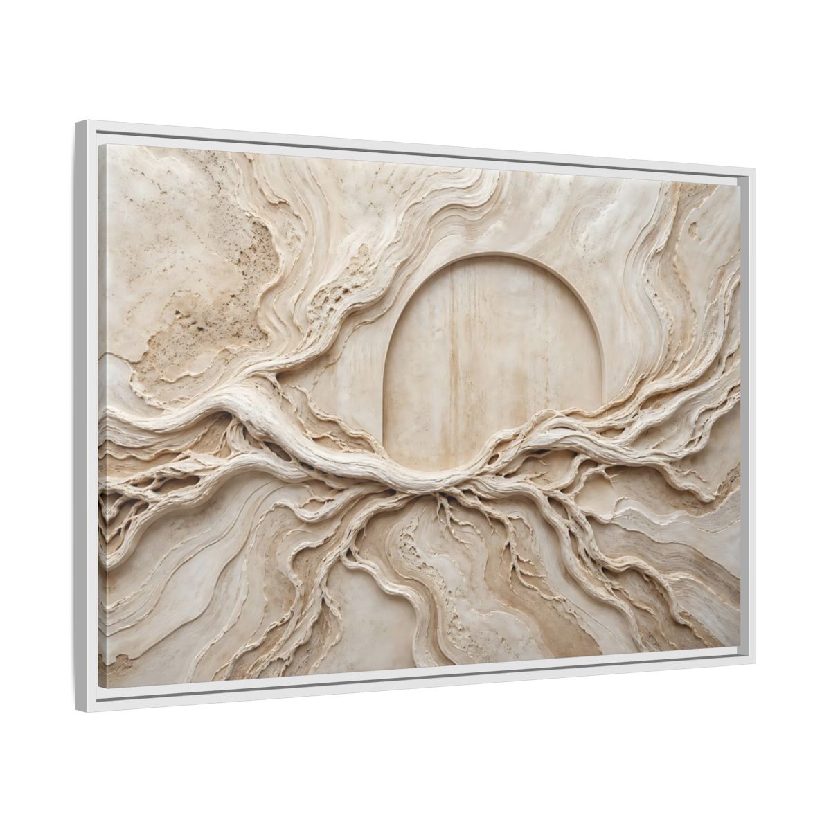 Side Mockup 9. Nature Organic Textures Beige Organic Textures shown as stretched canvas wall art